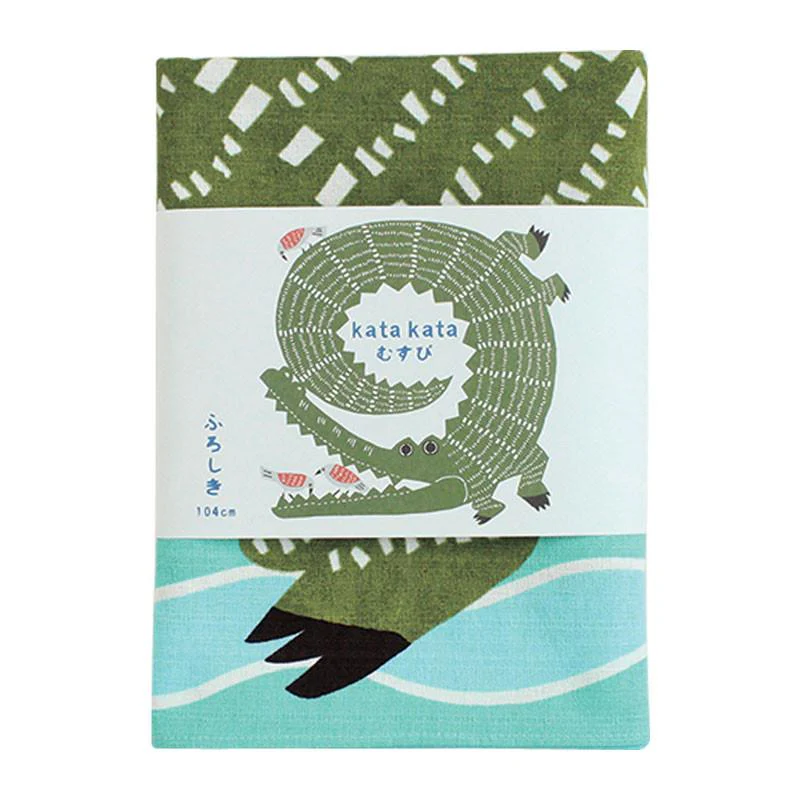 Furoshiki Crocodile Bleu, 104x104 cm - Image 5
